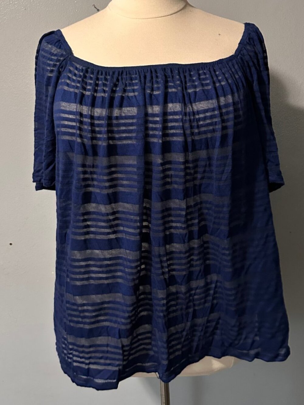 Plus size sheer striped top 2X